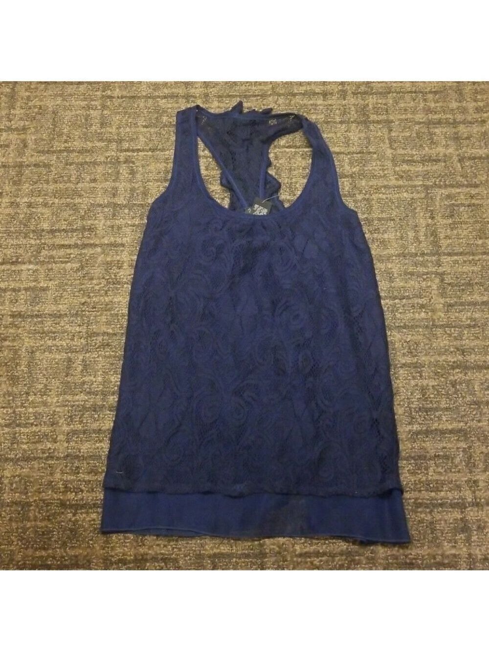 Navy Lace Racerback Tank